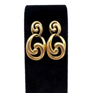 Vintage Goldtone Swirl Drop Doorknocker Earrings